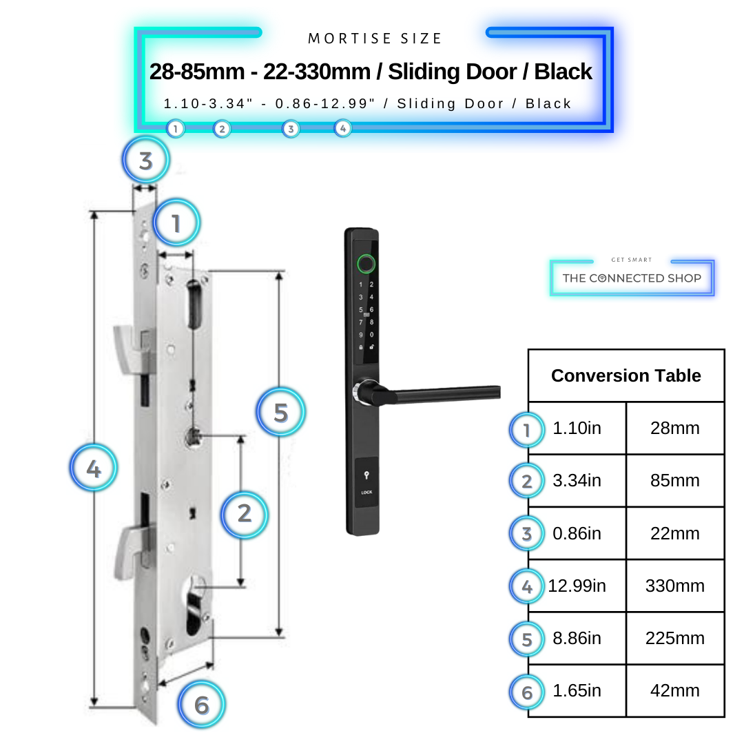 Smart Door Lock Sleek Black 2885 330mm sliding door