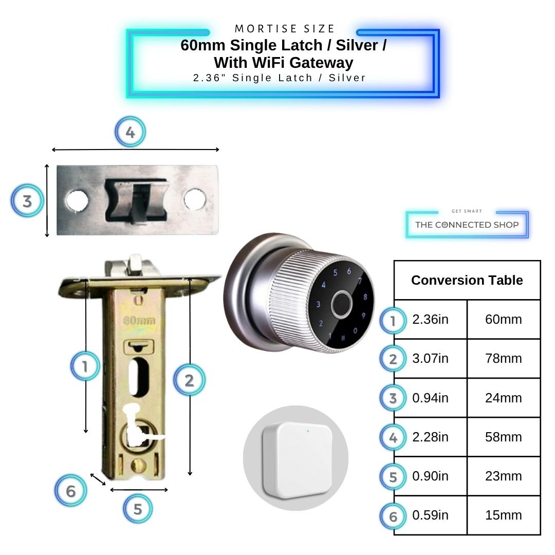 Smart Door Knob Lock - Silver - With WiFi Gateway