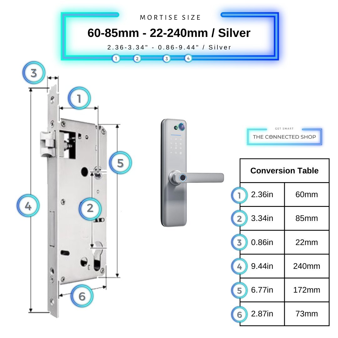 Universal Smart Door Lock Camera - 60-85mm (22x240mm) - Silver -